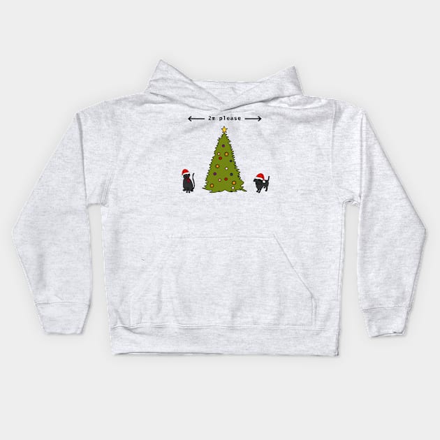 Christmas Tree Social Distancing Cat and Dog Kids Hoodie by ellenhenryart